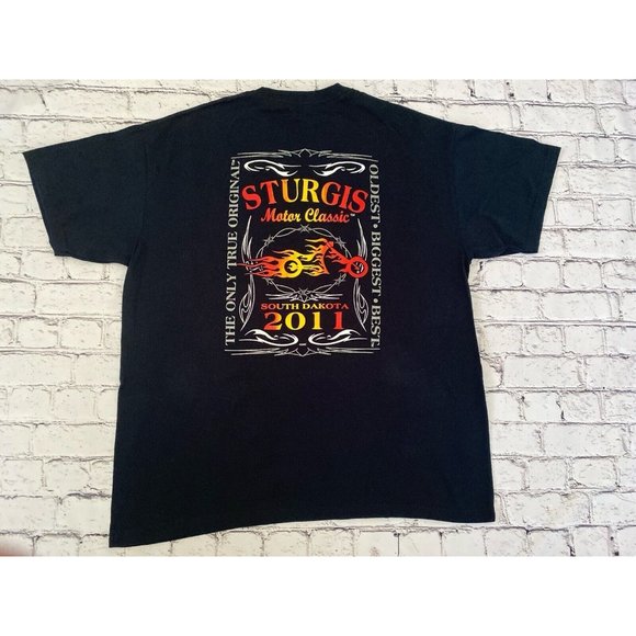 Sturgis Motor Classic South Dakota 2011 Navy Blue T Shirt Men's L Oldest Biggest - Picture 4 of 10